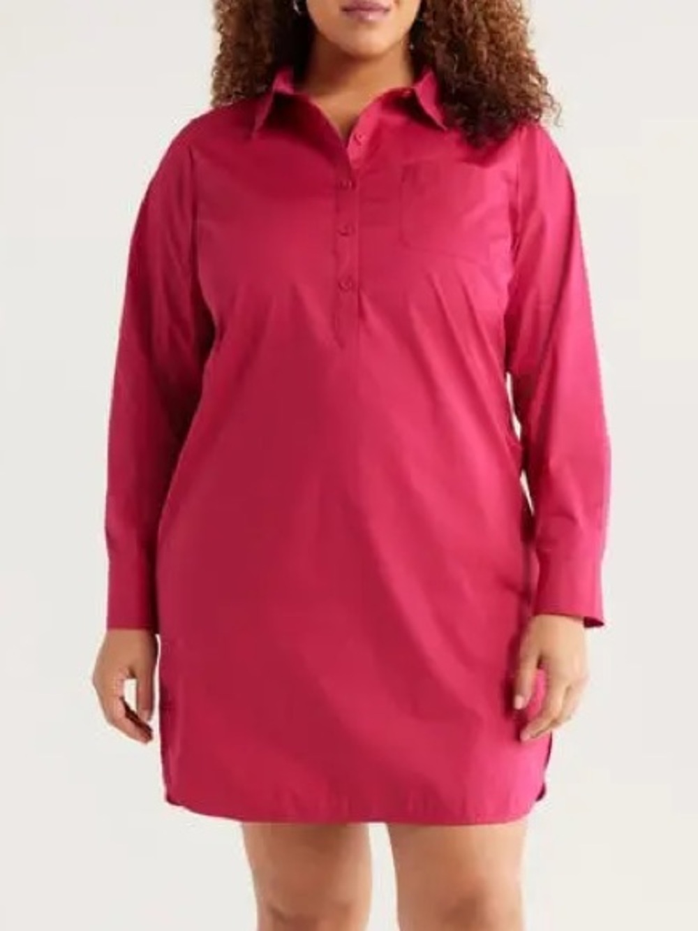 Universal Standard Stretch Poplin Rubicon Shirtdress in Pink Size M or US 18-20